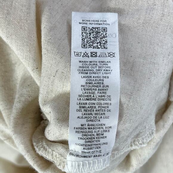 ASOS Square Neck Cotton Hemp Puff Sleeve Midi Dress Beige Size US 22 Plus Size - Picture 7 of 8